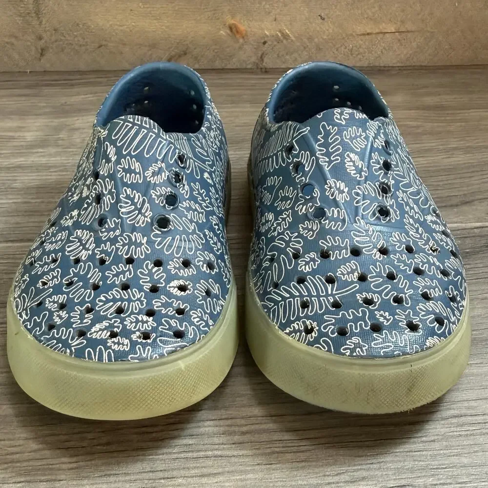 Native Jefferson Slip On Shoes Kids Size C11 Fern Leaf Print Glow In The Dark